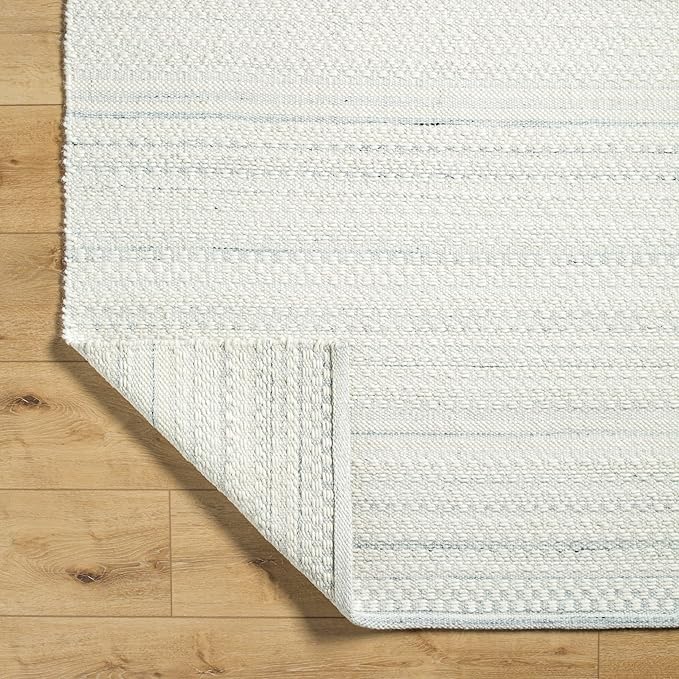 Mark&Day Wool Rugs, 2x8 Precious Solid and Border Cream/Light Slate Runner Area Rug, Cream Grey Carpet for Hallway, Kitchen, Bedroom or Living Room (2'6" x 8' Runner)