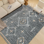 ILANGO Area Rug 3'x5' for Living Room Bedroom Washable Moroccan Boho Rugs for High Traffic Area Non Slip & Non-Shedding Rugs Fade Resistant Carpet for Doorway Entryway Kitchen Laundry