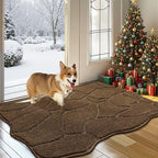 BSICPRO Dog Mat for Muddy Paws, 24x36 Low Profile Absorbent Dirt Trapper Door Mat, Non-Slip Washable Mud Mat for Dogs, Polyester Pet Rug Mat for Front Door Indoor, Patio, Entrance (Brown)