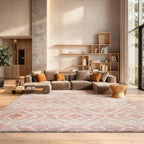 SAFAVIEH Adirondack Collection Area Rug - 9' x 12', Rose & Gold, Modern Diamond Distressed Design, Non-Shedding & Easy Care, Ideal for High Traffic Areas in Living Room, Bedroom (ADR131Q)