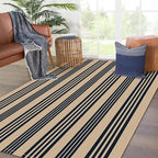 KOZYFLY Striped Front Door Mat 4x6 Ft Brown and Black Front Door Rug Cotton Washable Indoor Outdoor Rug Large Doormats Outdoor Striped Area Rugs for Kitchen Entryway Front Porch