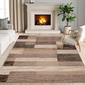 Superior Indoor Area Rug, Jute Backing, Plush Modern Rugs for Entryway, Kitchen Floors, Office Floor Cover, Color Block Rugs, Rockwood Collection, 7' x 9', Beige