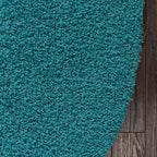 Unique Loom Solid Shag Collection Area Rug (8' x 10' Oval, Deep Aqua Blue)