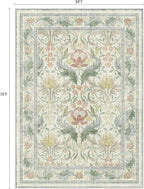 Bavni 5x7 Area Rugs for Living Room, Microfiber Machine Washable Non-Slip Vintage Floral Rug, Low Pile Lightweight Carpet for Bedroom, Dining Room, Home Office, Beige&Green