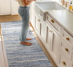 Well Woven Custom Size Hallway & Stair Runner- Harlow Delphi Blue 31 Inches Wide x 12 Feet Long Runner (31" x 12') Runner Rug - Modern Stripes Pattern, Ultra-Soft, Easy-Clean