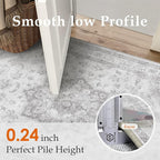 Grey Gray Area Rug 2x3 Washable Vintage Small Carpet for Entryway Kitchen Soft Retro Low Pile Thin Door Mat Non Slip Oriental Medallion Throw Rug for Bathroom Office Bedroom Dining Room