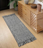 Collive Hallway Runner Rug, 2' x 5' Soft Washable Kitchen Runner Rug, Black Contemporary Modern Laundry Room Rugs Indoor Hand-Woven Cotton Carpet for Bedroom Entryway Front Door Farmhouse