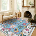Fame Living Colorful Oushak Rug, Modern, Vintage, Turkish, Eclectic, Floral, Pastel, Washable, Area Rugs for Living Room, Dining, Bedroom, Office, Entryway, Foyer, Playroom, Nursery, 5'x6'9"