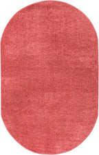 Eyely UES100E-3OV Haze Solid Low-Pile Red 3 ft. x 5 ft. Oval Area Rug, Pet Friendly, Stain Resistant, Easy Cleaning, for Bedroom, Living Room, Kitchen