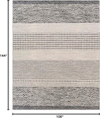 Mark&Day Wool Rugs, 9x12 Tervoort Global Black Area Rug, Blue Beige Carpet for Living Room, Bedroom or Kitchen (8'10" x 12')