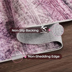 Kokia Abstract Area Rugs 10x14 Bedroom Washable Decor Low Pile Fluffy Non-Slip Non-Shedding Indoor Red Carpet Foldable Stain Resistant Floor Mat Living Room Dining Room, Oslo Orchid Peony