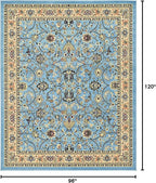 Rugs.com Yasmin Collection Rug – 8' x 10' Light Blue Medium Rug Perfect for Living Rooms, Large Dining Rooms, Open Floorplans