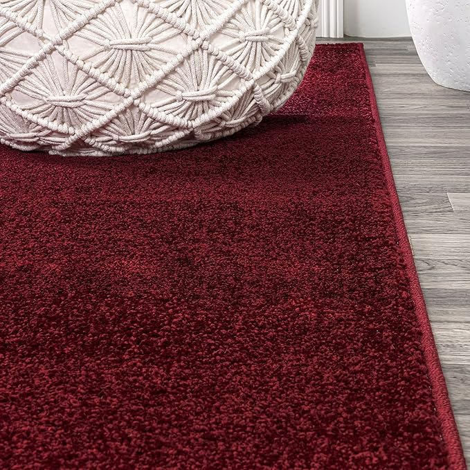 JONATHAN Y Haze Solid Low-Pile Dark Red Indoor Area Rug 9x12, Coastal,Bohemian,Minimalist,Classic, Easy-Cleaning for Living Room,Bedroom,Kitchen,Pet Friendly,Non-Shedding (SEU100Q-9)