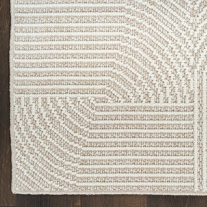 Nourison Home Textured Home Beige Ivory 2'3" x 7'6" Area Rug - Easy Clean, Non Shedding, Bed Room, Living Room, Dining Room, Kitchen (8' Runner)