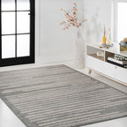 JONATHAN Y Khalil Modern Berber Stripe Gray/Cream Indoor Area Rug, 5x8, Contemporary, Bohemian, Easy-Cleaning for Living Room, Bedroom, Kitchen, Pet Friendly, Non-Shedding (MOH207G-5)