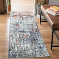 Bloom Rugs Washable Non-Slip 12 ft Runner - Gray/Red/Brown Modern Abstract Runner for Entryway, Hallway, Bathroom, and Kitchen - Exact Size: 2.5' x 12'