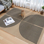 Lahome Modern Rainbow Easy Jute Office Rug, Outdoor Patio Rug 4x6 for Living Room Washable Carpet for Bedroom, Farmhouse Contemporary Non Slip Non Shedding Black Carpet for Backyard
