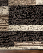 Superior Indoor Area Rug, Foam Backed, Modern Geometric Patchwork Floor Decor for Bedroom, Office, Living Room, Entryway, Hardwood Floors, Rockwood Collection, 10' x 14', Chocolate
