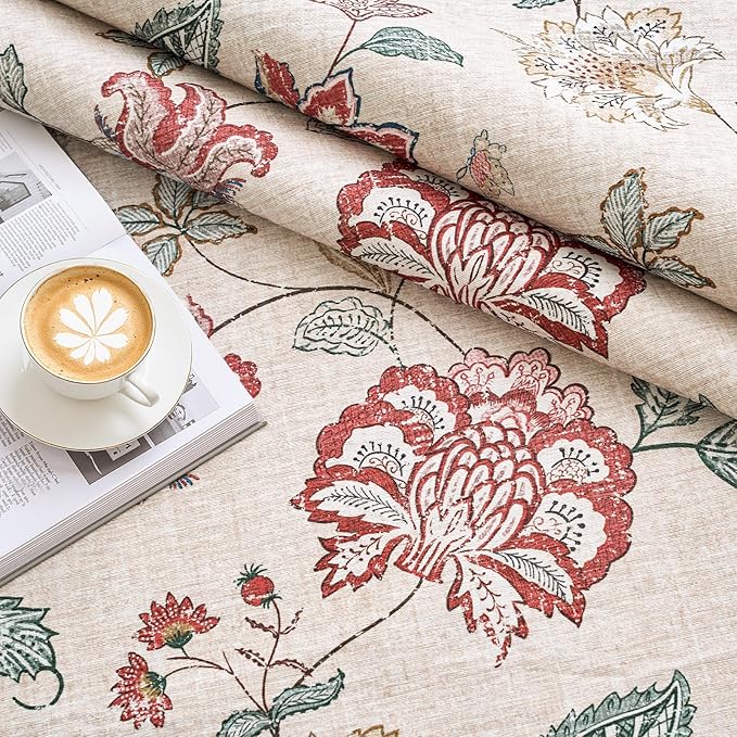 jinchan Elora 3x8 Floral Runner Rug for Hallway Washable Kitchen Runner Vintage Romance Design Non Slip Thin Indoor Floor Cover Low-Profile Throw Carpet for Entryway Bathroom Bedroom Porch, Red/Beige