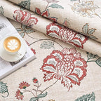 jinchan Elora 3x8 Floral Runner Rug for Hallway Washable Kitchen Runner Vintage Romance Design Non Slip Thin Indoor Floor Cover Low-Profile Throw Carpet for Entryway Bathroom Bedroom Porch, Red/Beige
