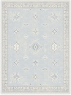RUGGABLE Washable Vintage Area Rug – Verena Soft Blue 9x12, Stain-Resistant, Non-Slip – Large Machine Washable Rugs for Living Room, Bedroom, Hallway, Entryway & Office–with Cushioned Pad