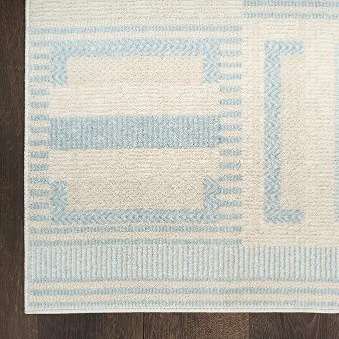 Nourison Home Nordic Ivory Blue 8' x 10' Area Rug - Easy Clean, Non Shedding, Bed Room, Living Room, Dining Room, Kitchen (8' x 10')
