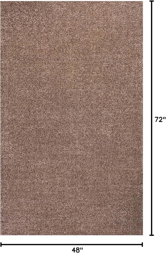 Eyely UES100J-4 Supersoft Haze Solid Low-Pile Indoor Area Rug Casual;Contemporary;Solid;Traditional, Bedroom, Kitchen, Living Room, Easy-Cleaning, Non-Shedding, 4 X 6, Brown