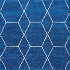 Unique Loom Trellis Frieze Collection Area Rug - Geometric (3' Square, Navy Blue/ Ivory)