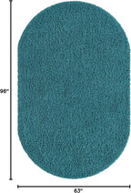 Unique Loom Solid Shag Collection Area Rug (5' 3" x 8' Oval, Deep Aqua Blue)