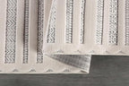 CAMILSON Modern Rug 5x7 Luxury Striped Line Micro Loop Area Rugs Soft High-Low Pile Stain Resistant Easy to Clean Non-Shedding Durable Living Room Bedroom Indoor Carpet (White)