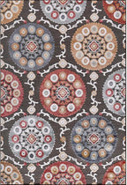 CAMILSON Indoor Outdoor Rug 5x7 Bohemian Medallion Floral Area Rugs for Indoor and Outdoor Patios Easy-Cleaning Non-Shedding Living Room Garden and Kitchen Washable Outside Carpet (5 x 7 / Brown)