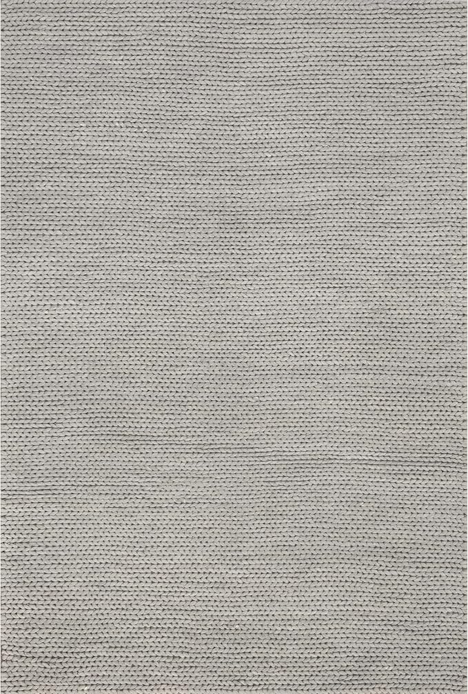 Nuloom Penelope Light Grey/Ivory, 3' x 5', Hand-Braided, Wool & Cotton, Textured and Dense, High Traffic, Stain Resistant, Easy Clean, Durable Area Rug for Bedroom, Living Room, Dining, Entryway