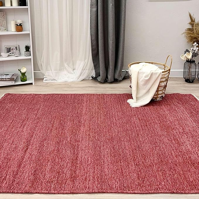 Alfa Rich 3x10 Dark Pink Washable Area Rugs for Living Room Hallway Kitchen Girls Cotton Runner