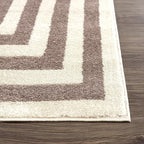 Abani Contemporary Beige & Ivory 4' x 6' Area Rug, Contrasting Geometric Modern Stripe Symmetrical Living Room Carpet Rugs