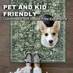 KILOCOCO Hallway Runner 2x5 Kitchen Runner Rug Printed Vintage Floral Washable Non-Slip Runners for Hallways Laundry Room Rugs Distressed Boho Rug Runners for Bedroom, Green