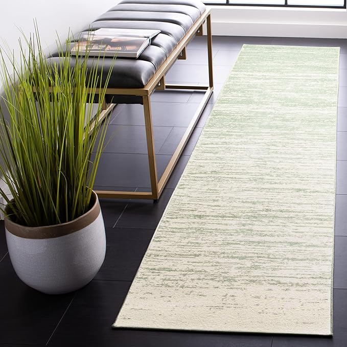 SAFAVIEH Adirondack Collection Runner Rug - 2'6" x 16' Runner, Sage & Ivory, Modern Ombre Design, Non Shedding & Easy to Clean, Ideal for Hallway, Foyer, Kitchen, Entryway, Bedroom (ADR113X)