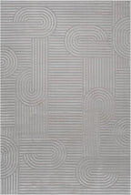 Annabel Modern Geometric Area Rug for Living Room, 6x9 Contemporary Arched and Linear Gray Rug, High-Low Pile Stain Resistant Carpet for Bedroom, Dining Room or Kitchen (6' x 9', Gray)