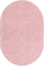 Unique Loom Trellis Frieze Collection Area Rug - Geometric (4' x 6' Oval, Light Pink/ Ivory)