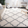 SAFAVIEH Dallas Shag Collection X-Large Area Rug - 11' x 15', Ivory & Grey, Trellis Design, Non-Shedding & Easy Care, 1.5-inch Thick Ideal for High Traffic Areas in Living Room, Bedroom (SGD257F)