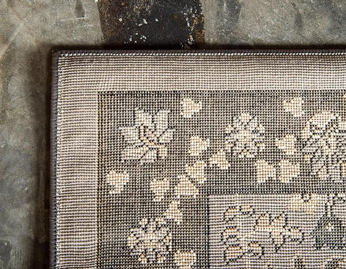 Unique Loom Espahan Collection Area Rug - Cape Cod (8'x 10' Rectangle, Dark Gray/ Black)
