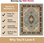 Well Woven Barclay Collection Medallion Kashan Light Blue 6x9 Area Rug - for Living Room, Bedroom, and Dining Room