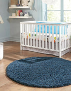 Unique Loom Solid Shag Collection Area Rug (7' 1" Round, Sapphire Blue/ Navy Blue)