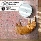 GLN Rugs Traditional Collection - Machine Washable Area Rug, Traditional Washable, Non Slip, Low Pile Chenille Rug, Living Room, Bedroom, Kitchen Rug (5' x 7' Pink/Cream)