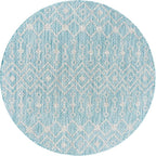 Unique Loom Outdoor Trellis Collection Area Rug - Tribal Trellis (3' 3" Round, Aqua/ Ivory)