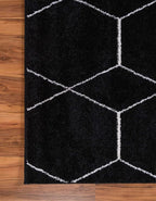 Unique Loom Trellis Frieze Collection Area Rug - Geometric (2' x 8' 8" Runner, Black/ Ivory)