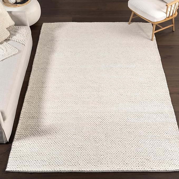 Nuloom Penelope Off-White/Ivory, 3' x 5', Hand-Braided, Wool & Cotton, Textured and Dense, High Traffic, Stain Resistant, Easy Clean, Durable Area Rug for Bedroom, Living Room, Dining, Entryway
