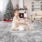 Square Area Rugs : Washable 8x8 Neutral Modern Abstract Carpet for Living Room Bedroom - Soft Floor Mat with Non Slip Backing for Kitchen Nursery Dorms Farmhouse Home Decor - Grey