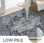 GENIMO 2x7 Runner Rugs for Hallway, Machine Washable Non Slip Vintage Rugs, Low Pile Lightweight Soft Print Rug for enrtyway, Corridor, Home Office, Kitchen,Dark Gray