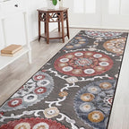 CAMILSON Runner Outdoor Rugs Oriental Retro Traditional Floral Medallion Area Rug 2x10 Non-Shedding Stain Resistant Indoor Carpet for Bathroom Hallway Kitchen Office (2 x 10 / Brown)