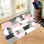 Small Rugs 2x3 Pink Rug for Entryway Bathroom Kitchen Entrance Doormat,Modern Washable Boho Accent Floor Throw Carpet Non Slip,Blush Grey Black